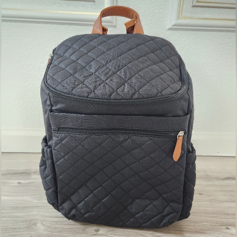 Black Quilted Backpack, New